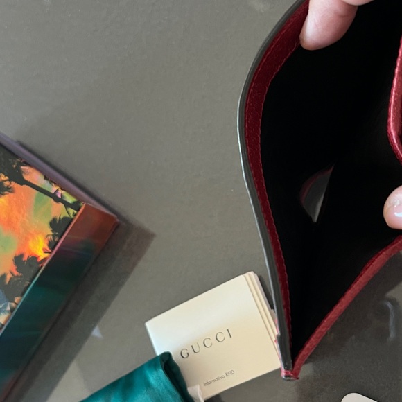 Gucci Ophidia Burgundy/Red Floral Mini Wallet Authentic - Picture 6 of 16